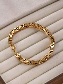 1pc Minimalist Punk Style Stainless Steel Chain Bracelet, Suitable For Men's Daily Wear - Bracelet - View 9