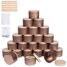 49pcs 4oz Rose Gold Tin Candle Jars With Lids, Fashionable Portable DIY Candle Making & Storage Container Kit, Includes Soy Wax Materials, Perfect Gift For Valentine's Day, Spring Festival And Easter