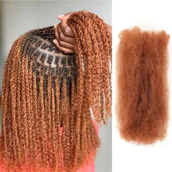 1 Pack 50g Brown Afro Kinkys Bulk Hair 12/16 Inch Kinky Twist Hair For Dreadlocks Extensions Soft Spring Twist For Repair Locs, Micro Twists/Marley Twist Braiding Hair Synthetic Hair For Women And Man