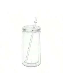 1PC 16oz Double Layer Clear Plastic Snow Globe Cup With Pre-Drilled Holes, Includes Colourful Lid And Straw, DIY Crafts For Office, Reading, Outdoor Camping Picnic - Multicolor - View 10