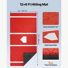 Baseball Hitting Mat, 12x6 Ft Batting Cage Mat, Batters Box Turf Mats, Softball Batting Practice Equipment With Home Plate And Anti Fade Turf, Portable Training Aid For Indoor Outdoor, Red - Baseball 12x6ft Red - View 2