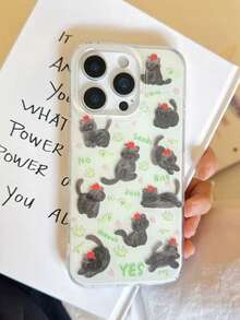 1pc Cute Cartoon Cat Design Phone Case, Suitable For IPhone 17 Pro Max, 15, 16 Pro Max, 14 Pro, 13 Pro Max, 13/14, Shockproof, Girly Style