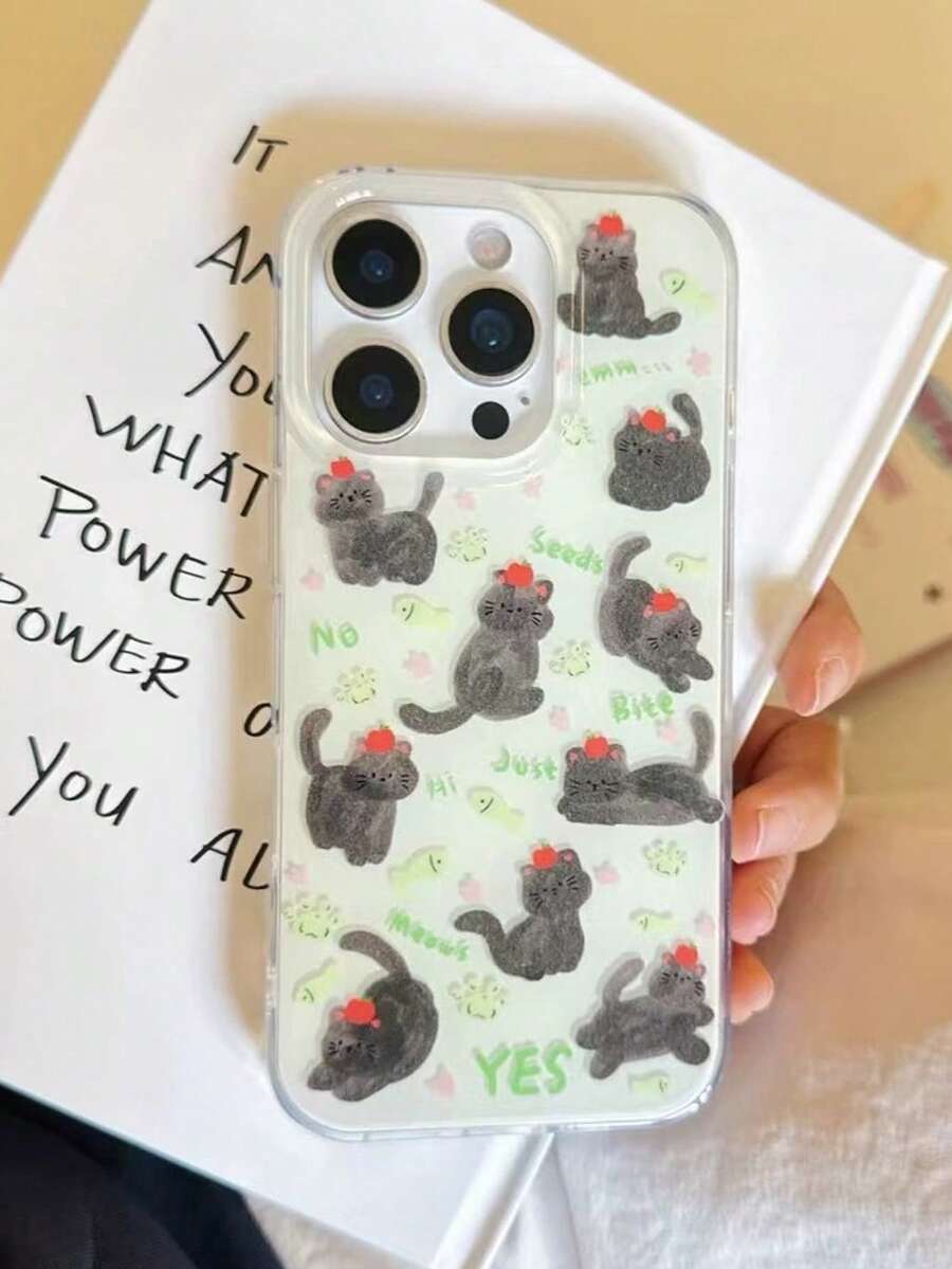 1pc Cute Cartoon Cat Design Phone Case, Suitable For IPhone 17 Pro Max, 15, 16 Pro Max, 14 Pro, 13 Pro Max, 13/14, Shockproof, Girly Style