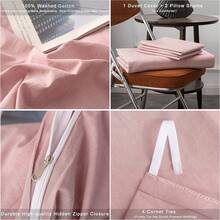 Ultra Soft 100% Cotton Solid Color Dusty Pink Queen Duvet Cover Set With Zipper Closure - 3 Pieces,  In 2025 - 藕粉色 - 查看 6