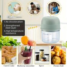 [Rechargeable Garlic Chopper] USB Rechargeable 250ml Electric Mini Garlic Chopper - Stainless Steel Blade, Round Cup, Safety Switch, 3600 RPM - For Ginger, Vegetables, And Meat Grinding