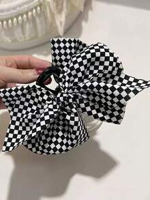 1 قطعة مشبك شعر فاخر مزدوج الوجه بتصميم مربعات، إكسسوار شعر فاخر مشبك شعر للشتاء