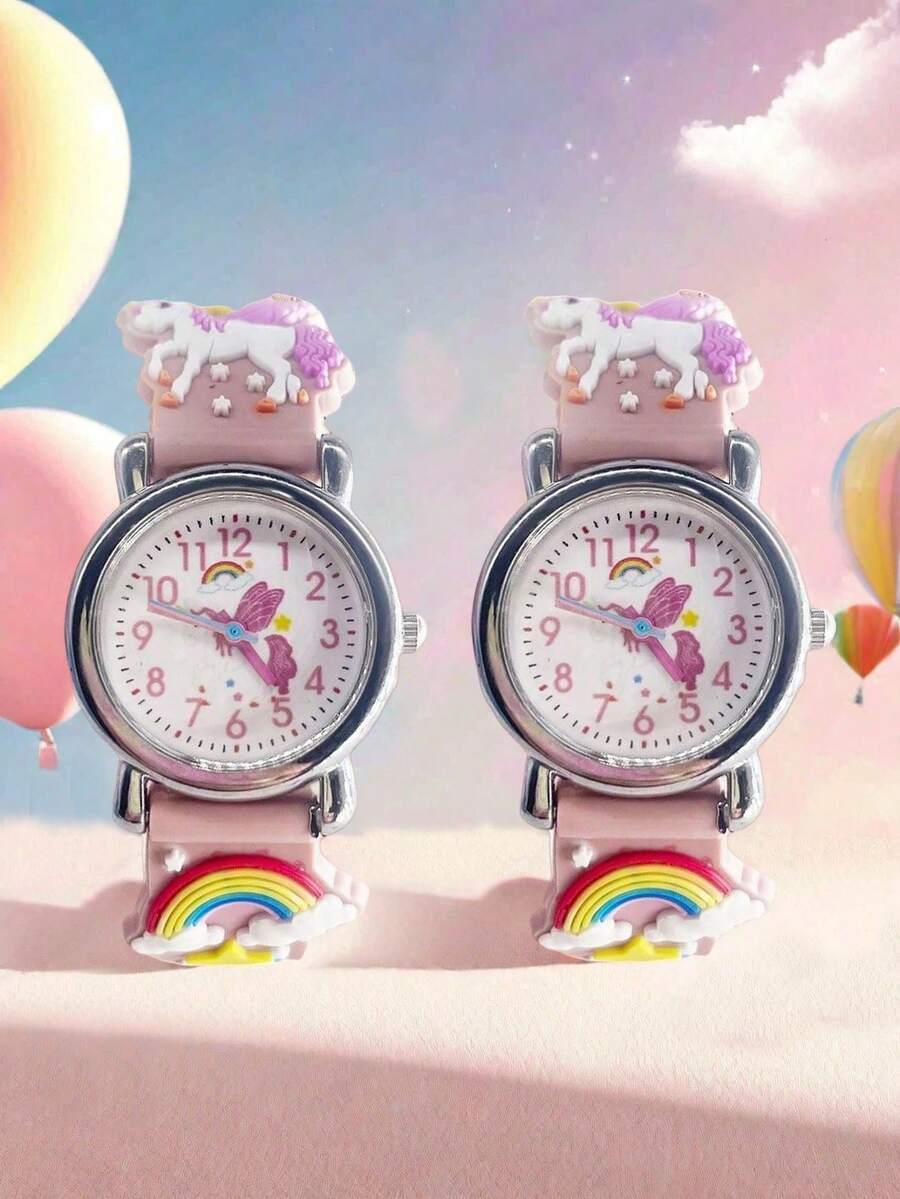 1 件新款彩虹独角兽石英手表，可爱礼物