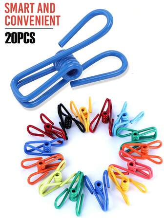 10/20pcs Multi-Purpose Assorted Potato Chip Bag Clips, Windproof Multipurpose Metal Clips - Non-Slip, Strong Grip, Variety Of Colors, Clothespins, For Drying And Storage, Kitchen Bag Sealer, Office Supplies Clips