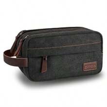 Men's Travel Toiletry Bag Portable Travel Organizer Travel Razor Bag Women's Toiletries Canvas Cosmetic Bag Cosmetic Accessory Organizer Individual Compartments With Handles Black