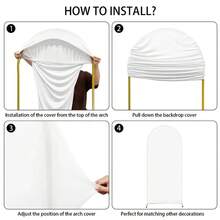 3pcs Set Pink Blue Beige Spandex Double Sided Arch Cover For Wedding Birthday Party Banquet Ceremony & Gift Decoration Easy Install Elegant Backdrop Kit 6ft+6.6ft+7.2ft Solid Color Design - 藍色 - 查看 5