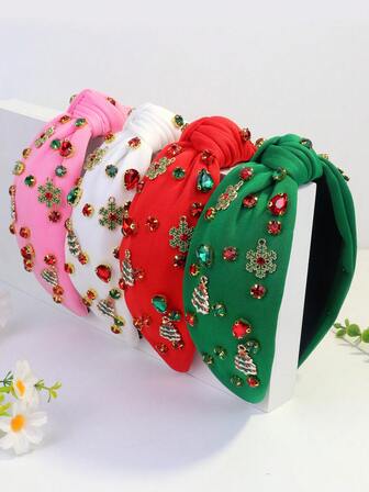 1pc Women's Christmas Crystal Christmas Tree Rhinestone Headband, Regal Style, Beauty, Hair Band, Hair Hoop Hair Accessories