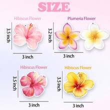 Ambientador de coche con flor de hibisco | Set de 5 piezas de accesorios de coche con aroma duradero y diseño lindo en color rosa para playa | Decoración colgante para espejo retrovisor interior del coche con aroma para mujeres y adolescentes