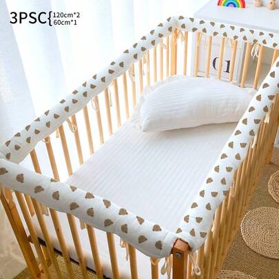 3pcs Ins Style Baby Crib Bumper, Infant Bed Rail Guard - Breathable Mesh, Cute Animal Print Pattern, Washable, Perfect Gift For Baby On Christmas, Halloween, Thanksgiving