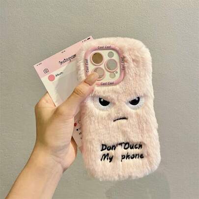 Funny Fierce Expression Plush Phone Case Compatible With IPhone 17 Pro Max/ 17 Pro/ 17/ 16 Pro Max/ 16 Pro/ 16/ 15 Pro Max/ 15 Pro/ 15, New 14 Pro Max, Minimalist Design Compatible With Iphone 13, Women