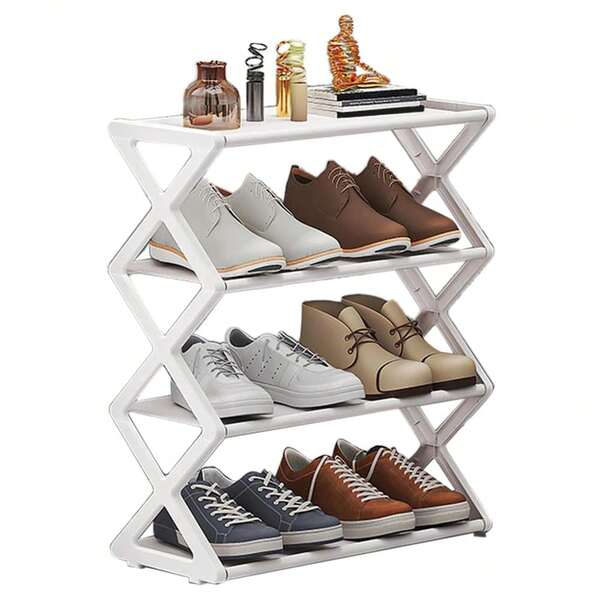 Simple X-Shaped Shoe Rack, Household Dust-Proof Shoe Cabinet, Multi-Layer Steel Pipe Shoe Rack, Suitable For Dorm, Foyer, Bedroom Storage