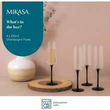 Mikasa Palermo Crystal Champagne Flutes Elegant Black Stem Design LeadFree Crystal Gift Boxed Perfect For Weddings Anniversaries And Special Occasion Set Of 4 250ml Capacity