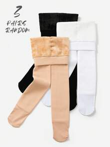 3pcs/Pack Girls/Toddlers Thermal Lined Tights, Classic Casual Warm Leggings, Soft & Comfortable, Suitable For Autumn/Winter Daily Wear Or Holiday Gifts - Multicolor - View 10