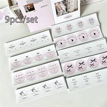 9 件（36 张）随机丝带浮动圆形贴纸 - 原创设计密封贴纸 - 包装材料圆点贴纸
