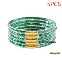 Set 5 buah Gelang Akrilik Berkilau Emas Solid Multi-Layer yang Lucu, Gelang Jelly Modis Cocok untuk Dipakai di Pantai & Liburan - Strip berkilauan - View 23