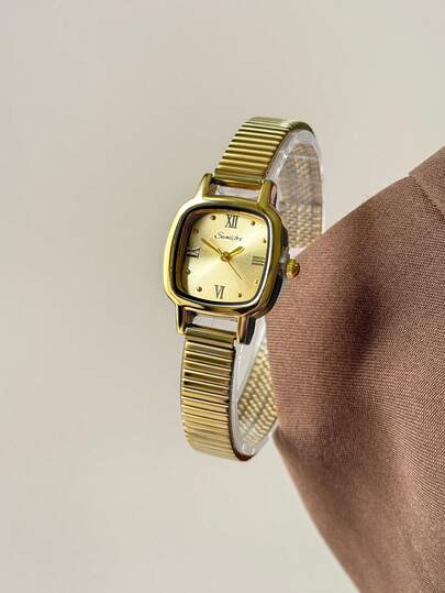 SUNLIFEX 1 قطعة ساعة يد نسائية كلاسيكية أنيقة وعصرية بسوار من الفولاذ المقاوم للصدأ، عقارب بأرقام عربية، حركة كوارتز، مناسبة للارتداء اليومي والهدايا المميزة للأصدقاء والعائلة النسائية