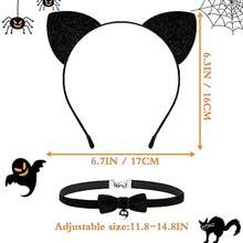 MUKOSEL Black Cat Ears Headband With Bell Collar Set Black Cat Costumes For Women Cat Costume Accessories Halloween Cosplay Party Costumes For Adults Women