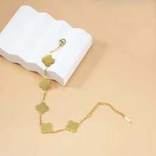 1 件时尚简约不锈钢 18K 镀金女士手链，生日派对珠宝礼物