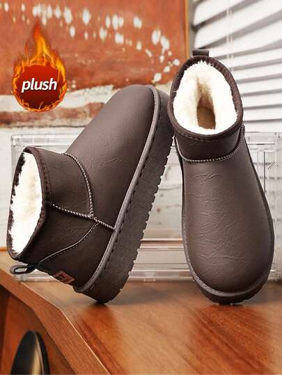 Men's Snow Boots 2025 Autumn/Winter New Thick Sole Heightening Wear-Resistant Thermal Lining Warm Winter Outdoor Climbing Hiking Travel Vacation Men's Mountaineering Shoes Retro Comfortable High-Top Slip-On Furry Men's Winter Essential Outdoor Work Puncture-Proof Anti-Crush Safety Shoes