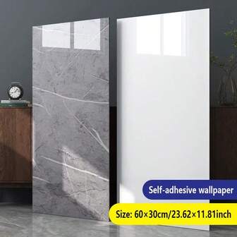 25 piezas/Caja Adhesivos de azulejos de espuma con textura de mármol falso, serie blanca y gris, autoadhesivos, decorativos, adecuados para renovar paredes en sala de estar, dormitorio, baño, cocina, decoración de techos, tamaño individual del azulejo 60*30cm/23.62*11.81 pulgadas