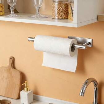 商用级自粘式纸巾架 | 时尚黑色不锈钢 | 壁挂式无需钻孔 | 厨房/浴室收纳 + 装饰二合一 | 实用浴室配件