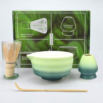 Japanese Style Exquisite Ceramic Matcha Set, Four Piece Matcha Set With High Temperature Firing And Large Capacity, Suitable For Family Restaurant Kitchen Use, Suitable For Giving Gifts To Family And Friends, Holiday Gifts