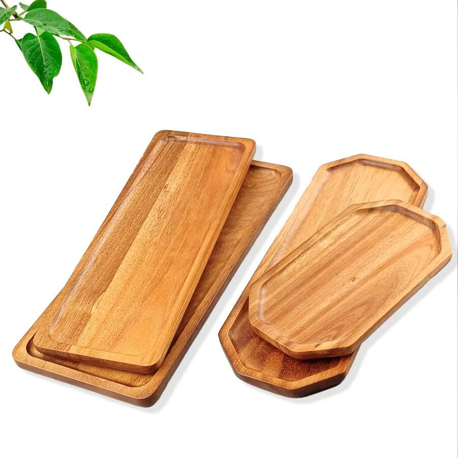 Japanisches Rosenholz rechteckiges Serviertablett, hitzebeständige Holzmaserung Platte, Brotbrett, Teetassen Halter