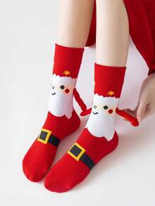 6pcs4pcsMagnetic Couple Socks, Cute Stick-Together Automatic Foot Holding Socks, Christmas Theme, Suitable For Spring And Autumn, Fall2pcs - Multicolor - View 9