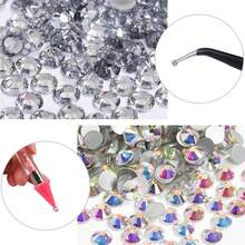 2 Pack Rhinestone Picker Tool With 1500PCS Nail Rhinestones And Tweezers, Crystal Diamond Pickup Tool Gem Jewel Applicator, Rhinestone Tool For Crafting Bedazzling DIY Nail Art{"Color_name":"Pink&Purple"} - Pink&Purple - View 5