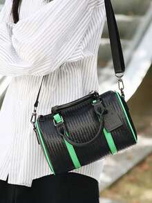 1 قطعة حقيبة كتف عالية الجودة للجنسين - حقيبة يد بطراز كوري - حقيبة كتف/متقاطعة - حقيبة أسطوانية بوسطن