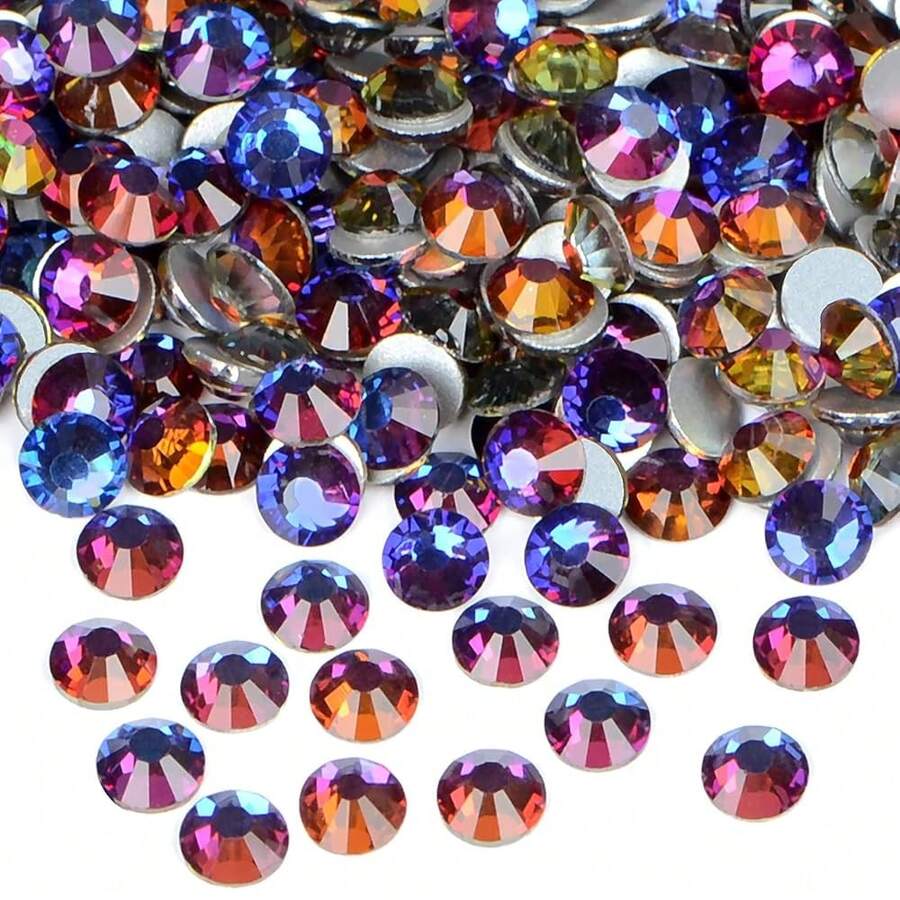 2880PCS Art Nail Rhinestones Non Hotfix Glue Fix Round Crystals Glass Flatback For DIY Jewelry Making With One Picking Pen (Ss3 2880pcs, Blue Volcanic){"Color_name":"BlueVolcanic","Size_name":"Ss32880pcs"} - BlueVolcanicss32880件 - 查看 1
