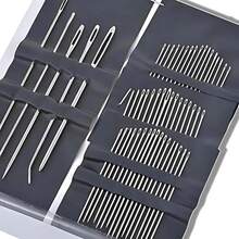 55-Piece Stainless Steel Hand Sewing Needle Set - Large Eye Embroidery And Needlework Tool Kit, Various Sizes, Without Charging, White Packaging - 55pcs - 查看 4