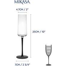 Mikasa Palermo Crystal Champagne Flutes Elegant Black Stem Design LeadFree Crystal Gift Boxed Perfect For Weddings Anniversaries And Special Occasion Set Of 4 250ml Capacity
