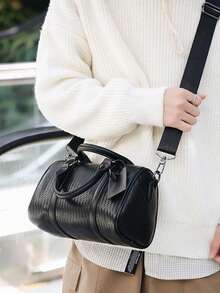 1 قطعة حقيبة كتف عالية الجودة للجنسين - حقيبة يد بطراز كوري - حقيبة كتف/متقاطعة - حقيبة أسطوانية بوسطن