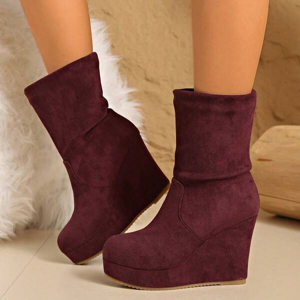 Women's Autumn/Winter Platform Mid-Calf Boots, Chunky Heel High Heel Waterproof Boots