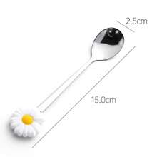 Cuchara de café de diseño de frutas de dibujos animados de 15 cm, cuchara de helado creativa de acero inoxidable, tenedor, cuchara de té de mango largo para remover - Plateado - Ver 9