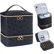 Nail Polish Organizer Bag Holds 30 Bottles Polish And Kit Nail Polish Storage Organizer Nail Lamp Case Supplies Organizer Case For Nail Tech Big Black