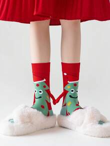 6pcs4pcsMagnetic Couple Socks, Cute Stick-Together Automatic Foot Holding Socks, Christmas Theme, Suitable For Spring And Autumn, Fall2pcs - Multicolor - View 7