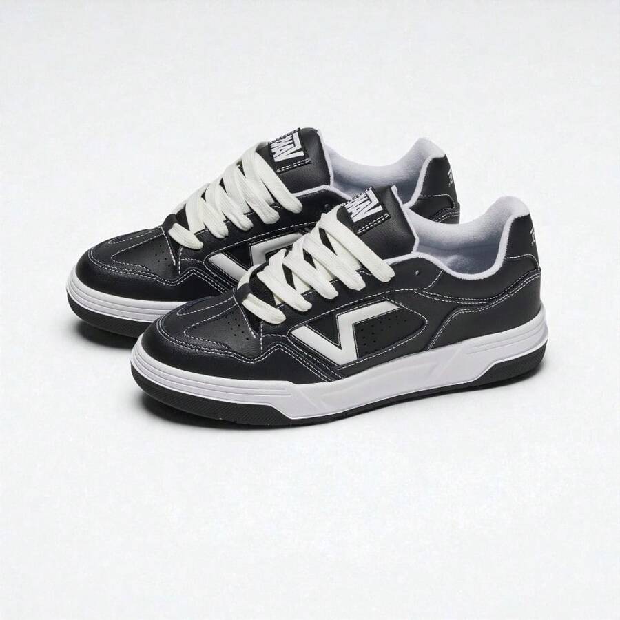 Marts Vplus Women's Men's Casual Sport Lace-Up Sneakers - 黑白合成材料 - 查看 1