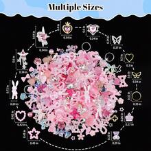 3D Flower Nail Charms Set,150pcs Mixed Size Camellia Rose Resin Charms,150pcs Mixed Size And Color Leaves,100pcs Round White Pearl Beads For Nail Accessories Nail Art (26-Metal-Pink){"Color_name":"Metal-Pink"} - 金屬粉紅色 - 查看 4