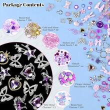 3D Flower Nail Charms Set,150pcs Mixed Size Camellia Rose Resin Charms,150pcs Mixed Size And Color Leaves,100pcs Round White Pearl Beads For Nail Accessories Nail Art (28-Metal-Purple){"Color_name":"Metal-Purple"} - 金屬紫 - 查看 5