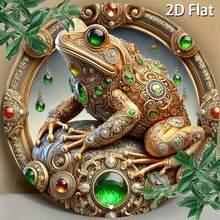 1pc Gold Frog Inspired Metal Plaque - 2D Vintage Metal Wall Art, Decorative Frame, Rustic Decor For Home, Garage, Cafe Or Restaurant | Decorative Frame Design | Metal Art Decor, Metal Wall Art, Hole Positions As Shown In Size Chart - Multicolor - View 1