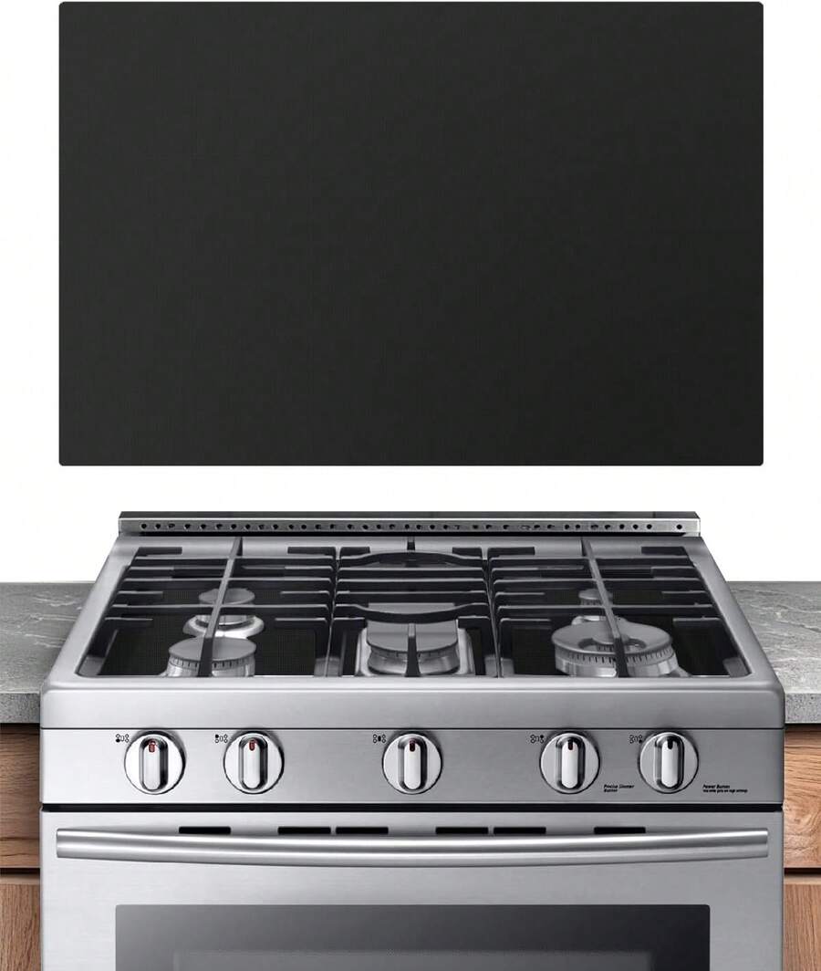 Silicone Stove Cover Gas Stove Top Covers Gas Range Stove Guard Reusable,Oven Liners Gas Range Protectors, Non-Stick Washable Keep Stove Clean Black Without Hole, 24.4x16.3 Inch - 黑色帶孔 - 查看 1