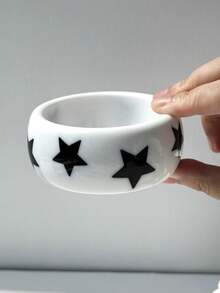 Y2K 极简主义千禧风格珠宝，黑白波尔卡圆点和五角星撞色手链，时尚休闲女士珠宝 - 彩色 - 查看 7