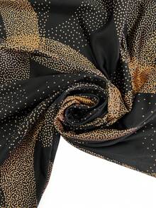 Women's Plus Size Early Autumn Long - Sleeve V - Neck Dress, Geometric Gold - Print, Ideal For Casual & Evening, Must - Have Fall Wardrobe, Stylish Autumn Outfit