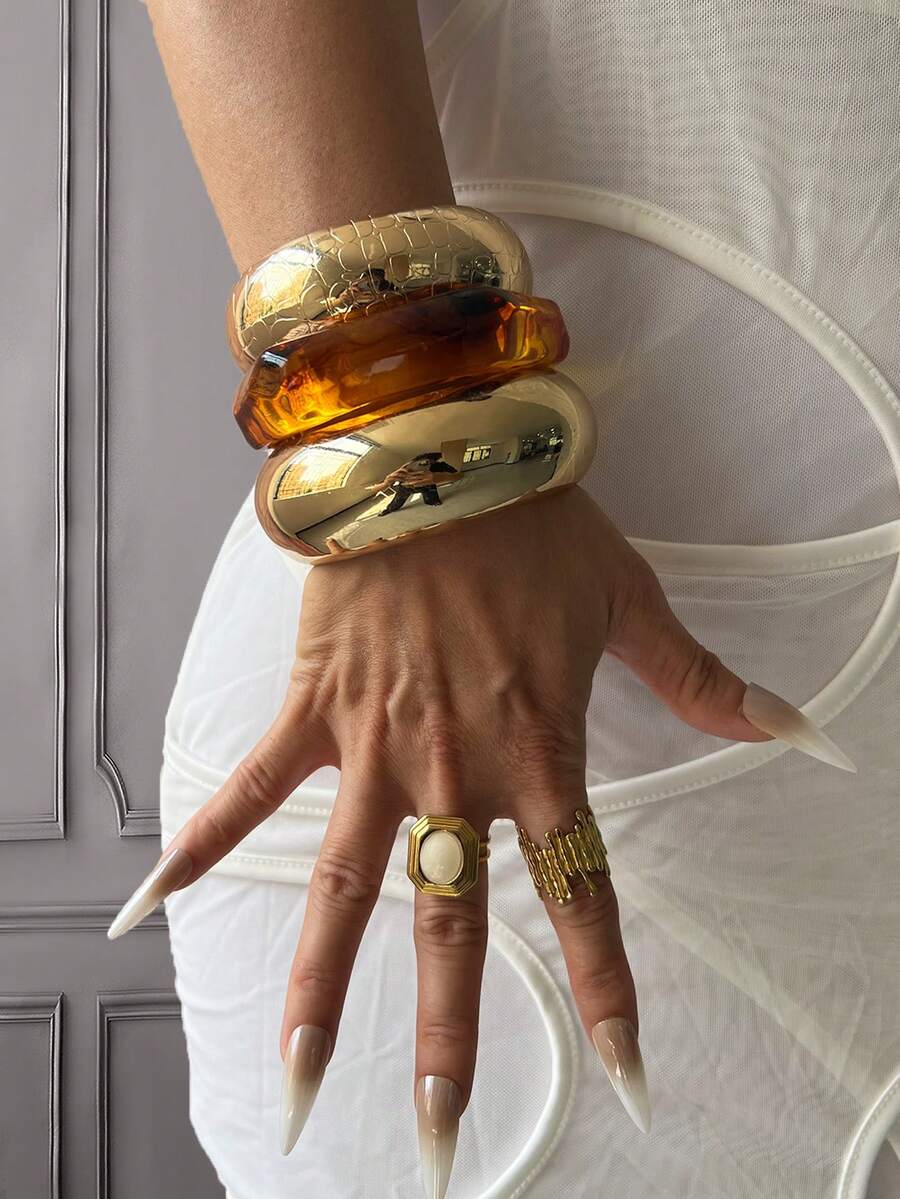 3PCs Cuff Bracelets,Gold Bangles,Wide Bangles, Chunky Bracelet, Bracelet Set, Wide Bracelet, Bracelet For Women,Gift For Her